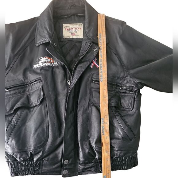 100% Leather Live to Ride American Eagle Biker Jacket Sz XL Leather Vintage Moto - Picture 14 of 16